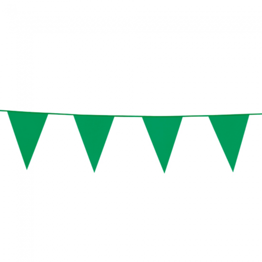 eenvoudig op vakantie onwetendheid Groene vlaggenlijn met 15 vlaggetjes, 10 meter lang