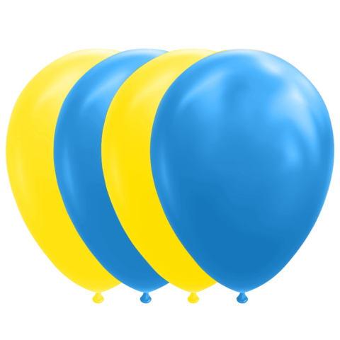 onderhoud Overblijvend serie Blauw en geel ballonnen, 10 stuks, voor lucht en helium