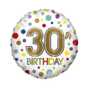 30th Birthday ECO folieballon, 46 cm