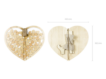 Hart met kleine hartjes gastenboek hout