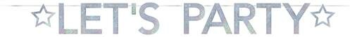 Letterslinger Let&#039;s Party holografisch zilver