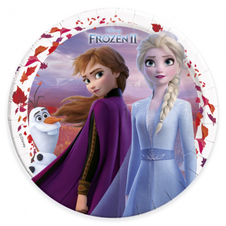 schuif Baffle hoofdstad Frozen 2 Bordjes met Anna en Elsa, 20 cm, 8 stuks