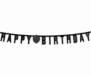 Letterslinger Happy Birthday zwart