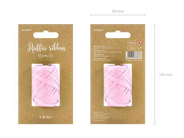 Roze raffia lint 10m