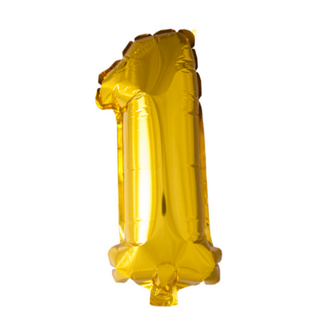 Folieballon cijfer 1, 41 cm goud