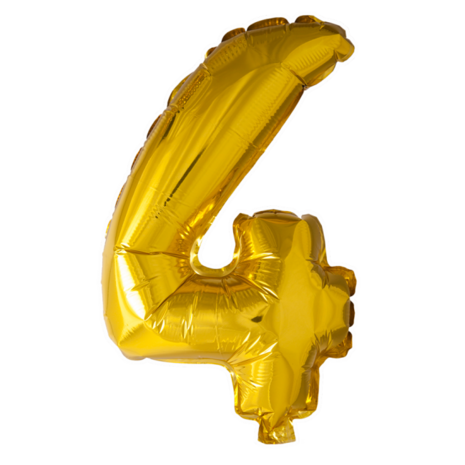 Folieballon cijfer 4, 41 cm goud