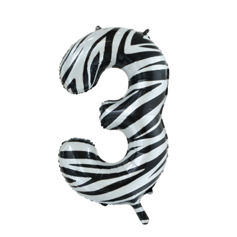 folie cijfer 3 zebra 86cm