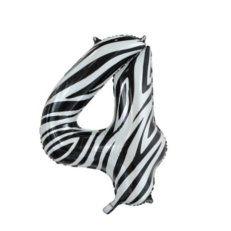 folie cijfer 4 zebra 86cm