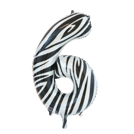 folie cijfer 6 zebra 86cm