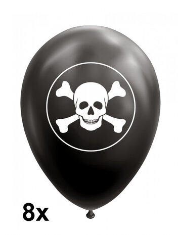 helium ballonnen skull doodshoofd piraat, 8 st