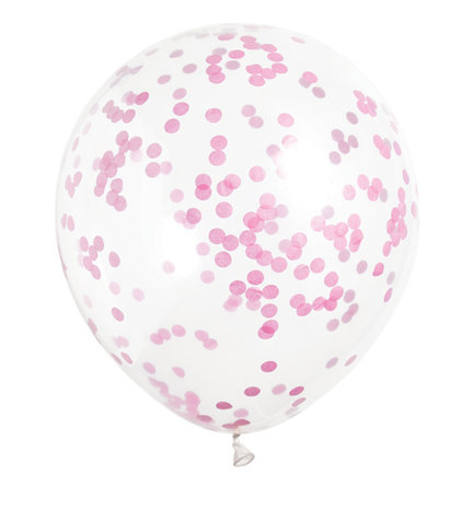 Confetti ballonnen baby roze, 30cm