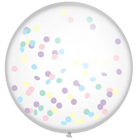 Pastel XL confetti ballon, 60 cm