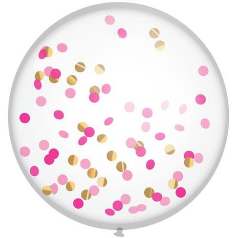 Roze Pink XL confetti ballon, 60cm