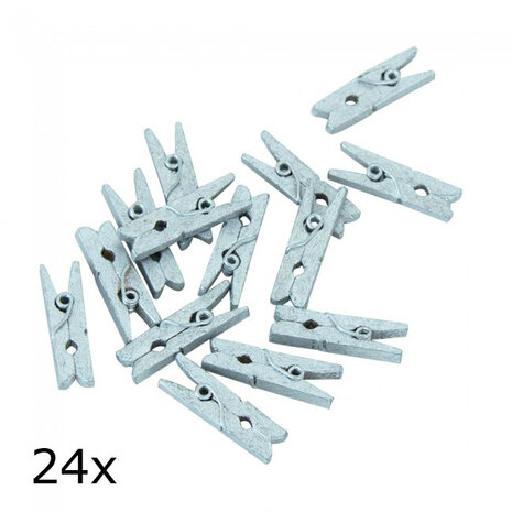 Mini wasknijpers Zilver 24 stuks