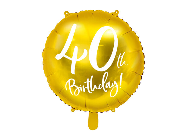 40 jaar folieballon Goud, 45cm