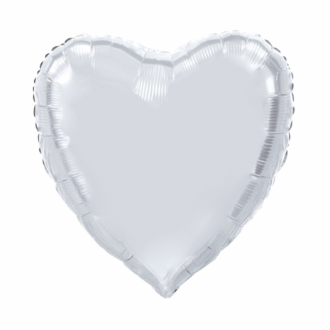 Zilver hart folieballon 92 cm