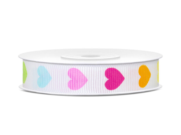 Grosgrain lint met hartjes, 10 m