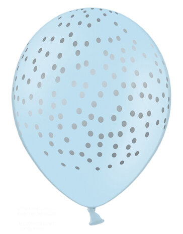 pastel blauw-goud stippen ballon, 30cm