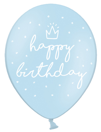 happy birthday stippen lichtblauw ballon, 30cm