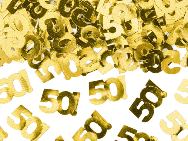 sier confetti 50! metallic cijfers, 15 gr