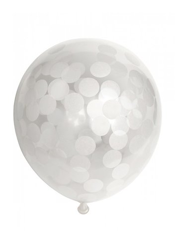 Confetti wit ballonnen, 30cm