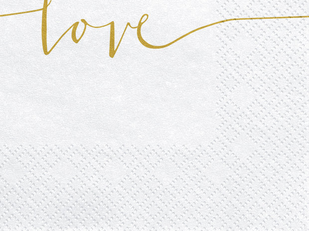 Love wit-goud servetten, 20 stuks