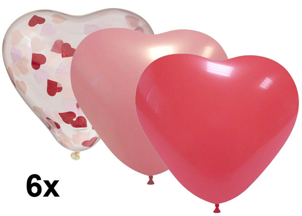 mix hartballonnen roze-rood-confetti