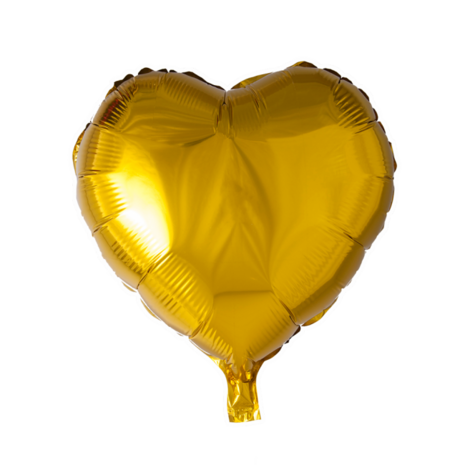 Goud folieballon hartvorm, 18 inch