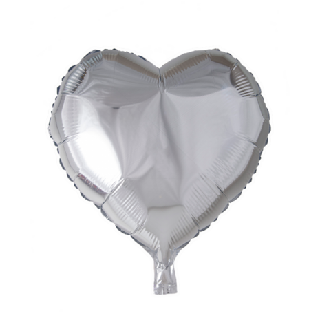 Zilver folieballon hartvorm, 18 inch