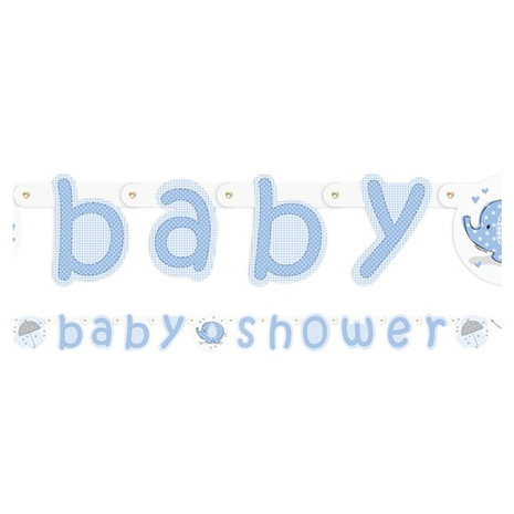 Babyshower letterslinger blauw met olifantje