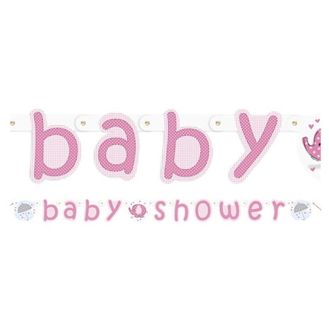 Babyshower letterslinger roze met olifantje