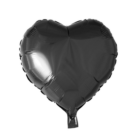 Zwart folieballon hartvorm, 18 inch