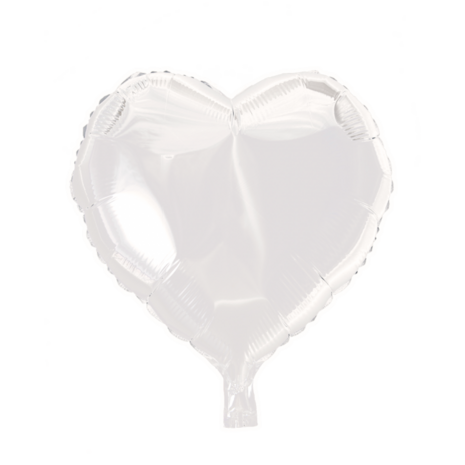 Wit folieballon hartvorm, 18 inch