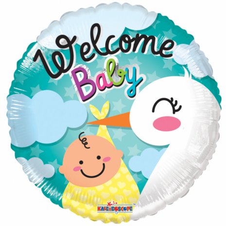 Folieballon Welcome Baby, 18 inch / 46 cm