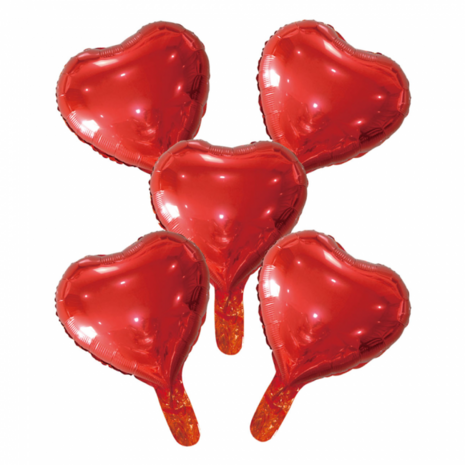 Mini folie hart ballonnetjes rood, 5 st., 23 cm