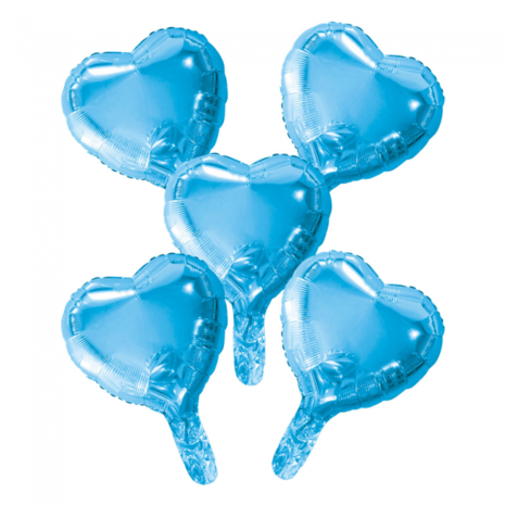 Mini folie hart ballonnetjes blauw, 5 st., 23 cm