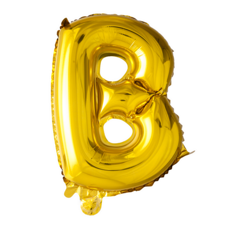 Folieballon Letter B, goud, 41 cm / 16 inch