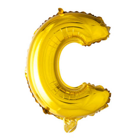Folieballon Letter C, goud, 41 cm / 16 inch