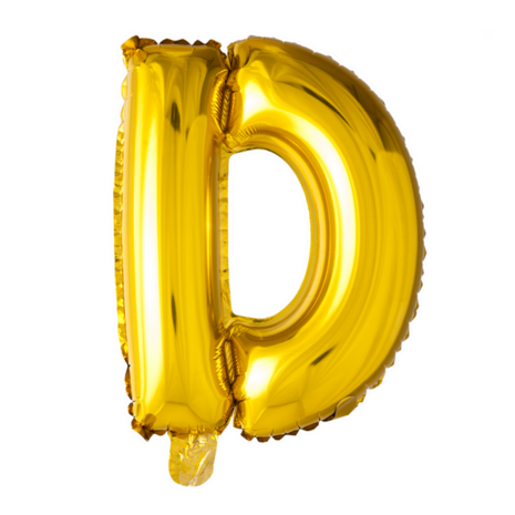 Folieballon Letter D, goud, 41 cm / 16 inch
