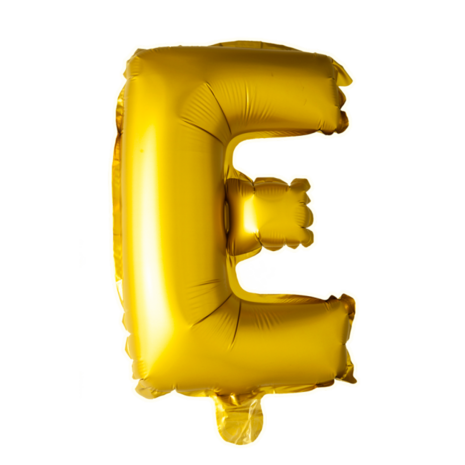 Folieballon Letter E, goud, 41 cm / 16 inch