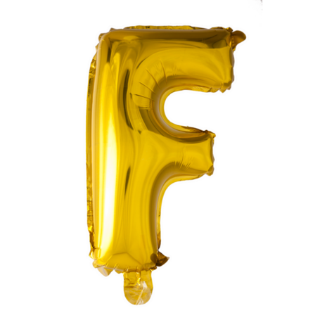 Folieballon Letter F, goud, 41 cm / 16 inch