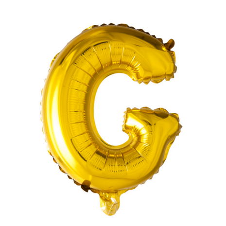 Folieballon Letter G, goud, 41 cm / 16 inch