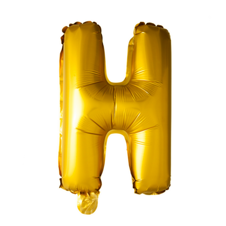 Folieballon Letter H, goud, 41 cm / 16 inch
