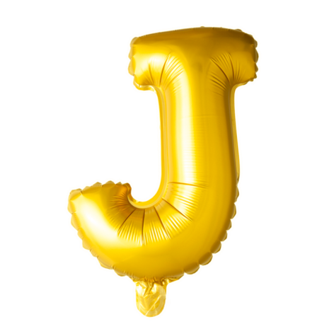 Folieballon Letter J, goud, 41 cm / 16 inch