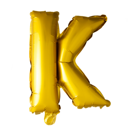 Folieballon Letter K, goud, 41 cm / 16 inch