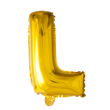 Folieballon Letter L, goud, 41 cm / 16 inch