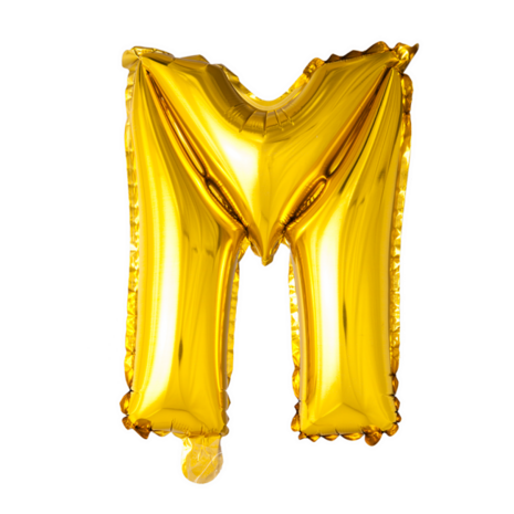 Folieballon Letter M, goud, 41 cm / 16 inch