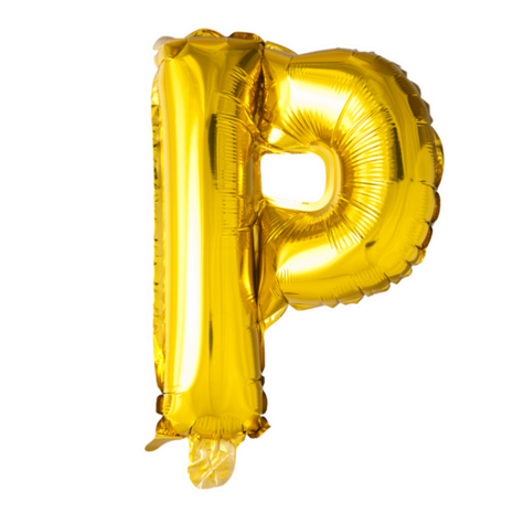 Folieballon Letter P, goud, 41 cm / 16 inch