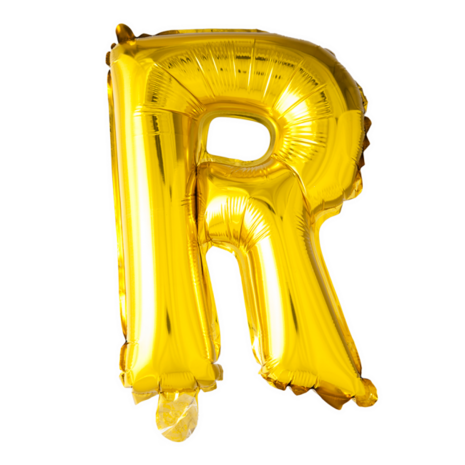 Folieballon Letter R, goud, 41 cm / 16 inch