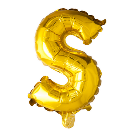 Folieballon Letter S, goud, 41 cm / 16 inch